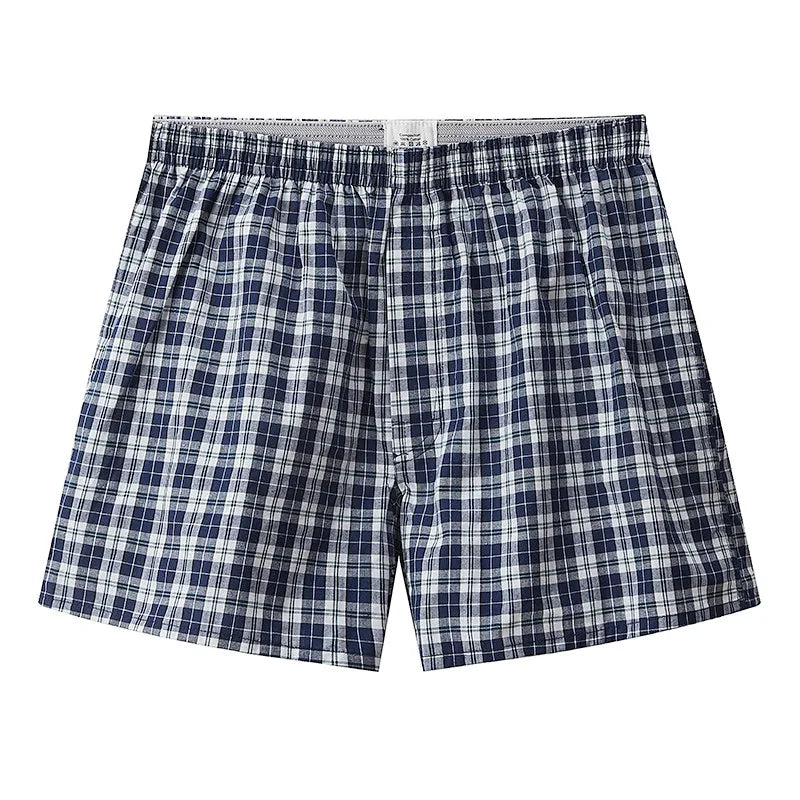 Men's Cotton Plaid Boxer Shorts – Casual Elastic Waistband Underwear