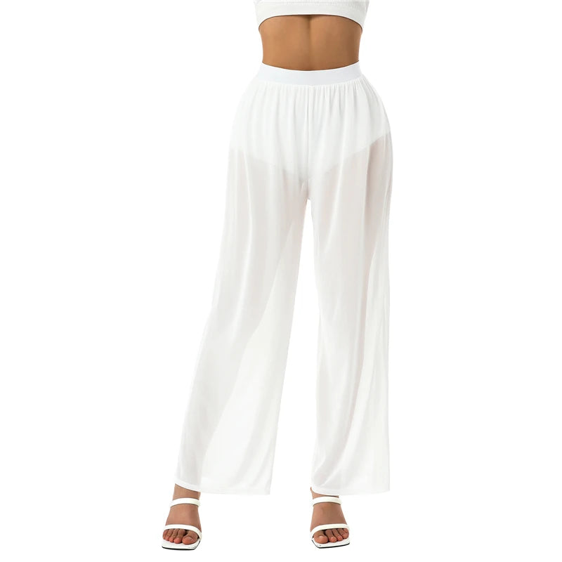 Women's Y2K See-Through Wide Leg Pants