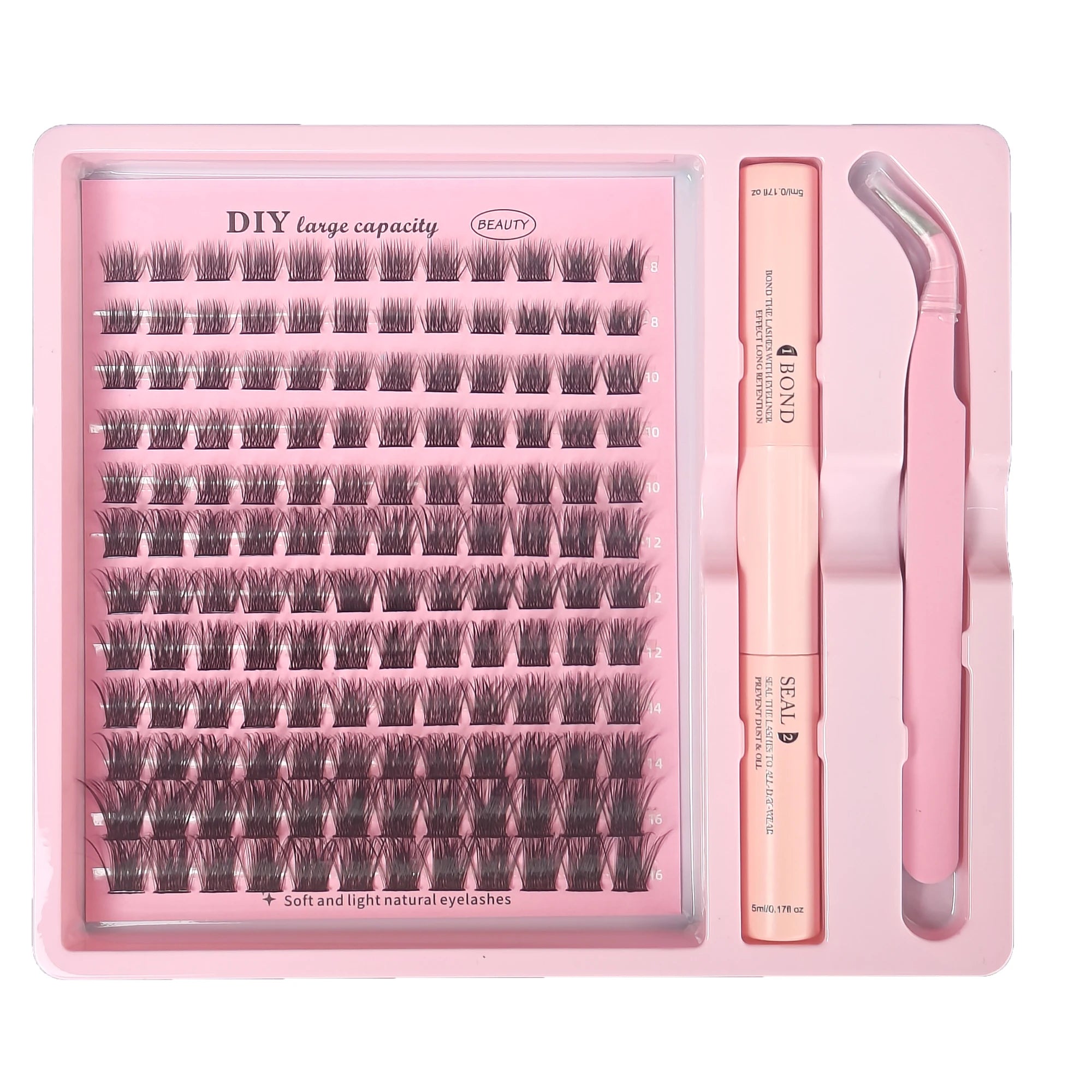DIY Cluster Lash Kit – Individual Eyelash Extensions with Bond, Seal & Tweezers