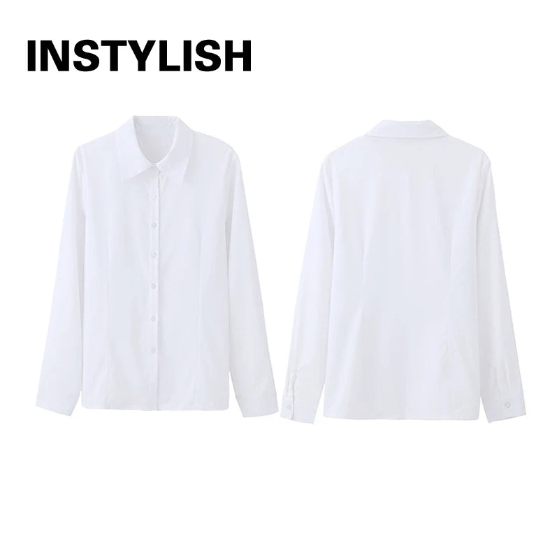 Women's Button Chiffon Blouse - Turn-Down Collar (S-XXXL)