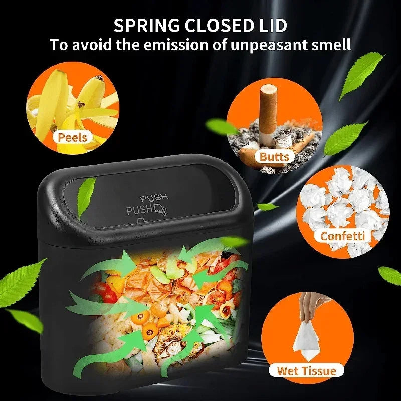 Car Trash Can with Lid – Mini Leak-Proof Bin with Garbage Bags