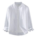 Men's Linen Stand Collar Shirt - Long Sleeve Casual (M-4XL)