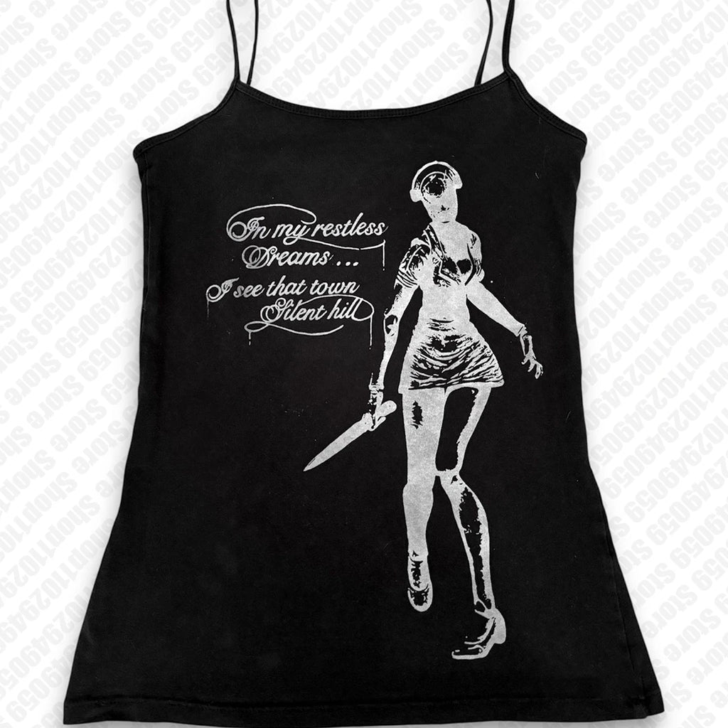 Goth Letter Print Crop Cami – Y2K Emo Sleeveless Baby Tee for Women