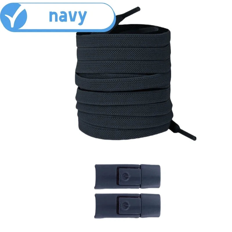 No-Tie Elastic Press-Lock Shoelaces – Flat 8mm, 100cm | Kids & Adults