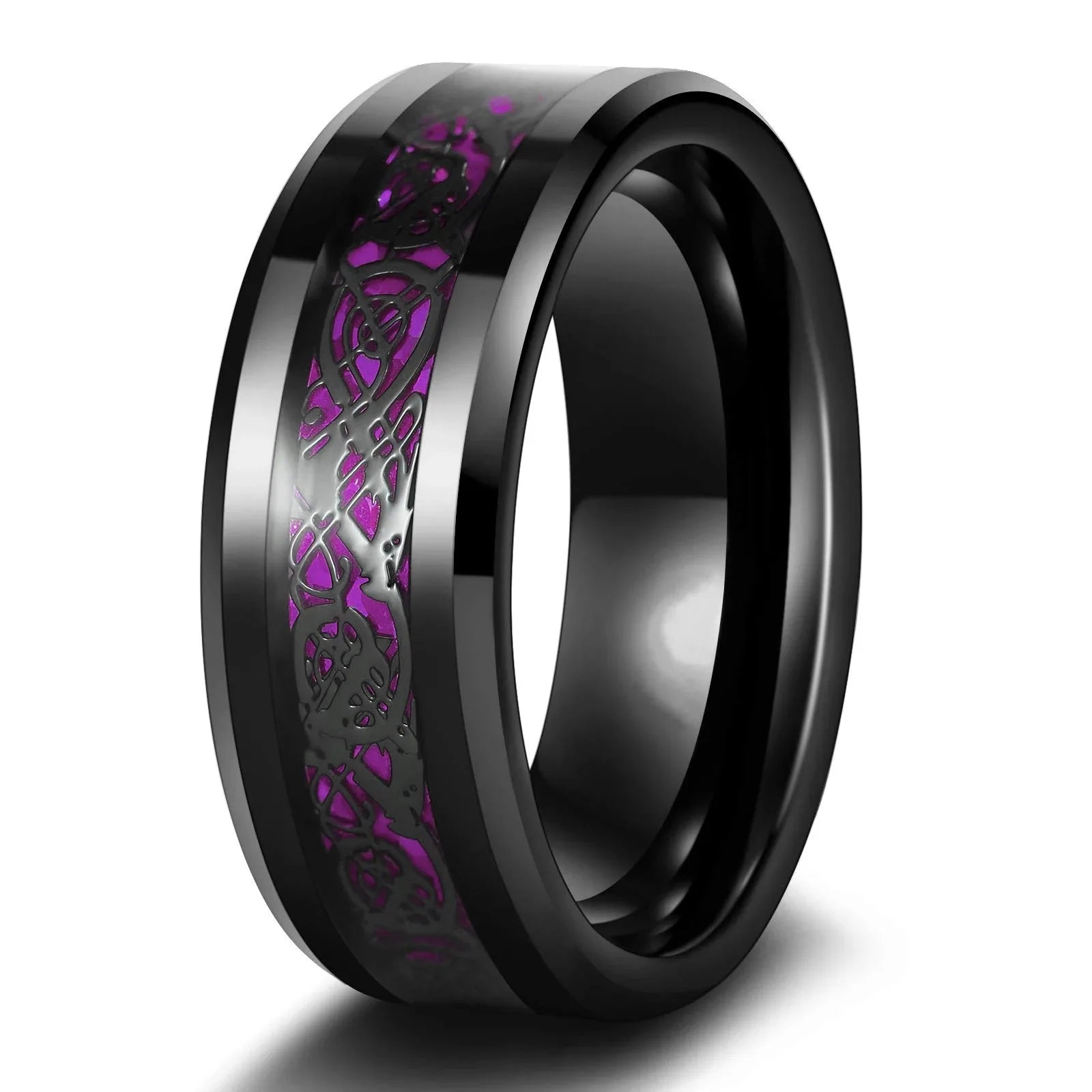 Conjunto de anillos de pareja con corazón de diamantes de imitación y dragón celta | Joyería de boda y aniversario para él y para ella
