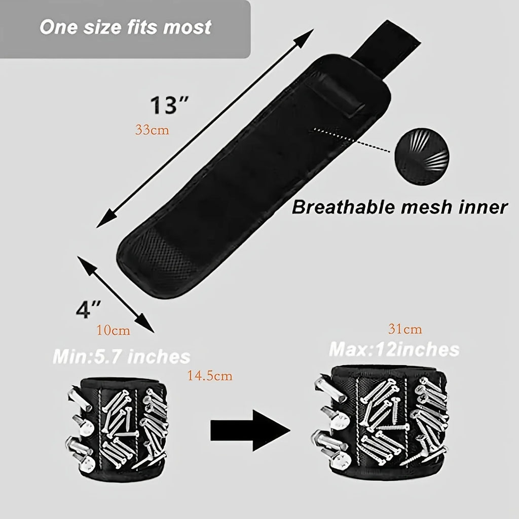 Magnetic Wristband Tool Holder – Strong Magnet Wrist Strap for Screws, Nails & Bits
