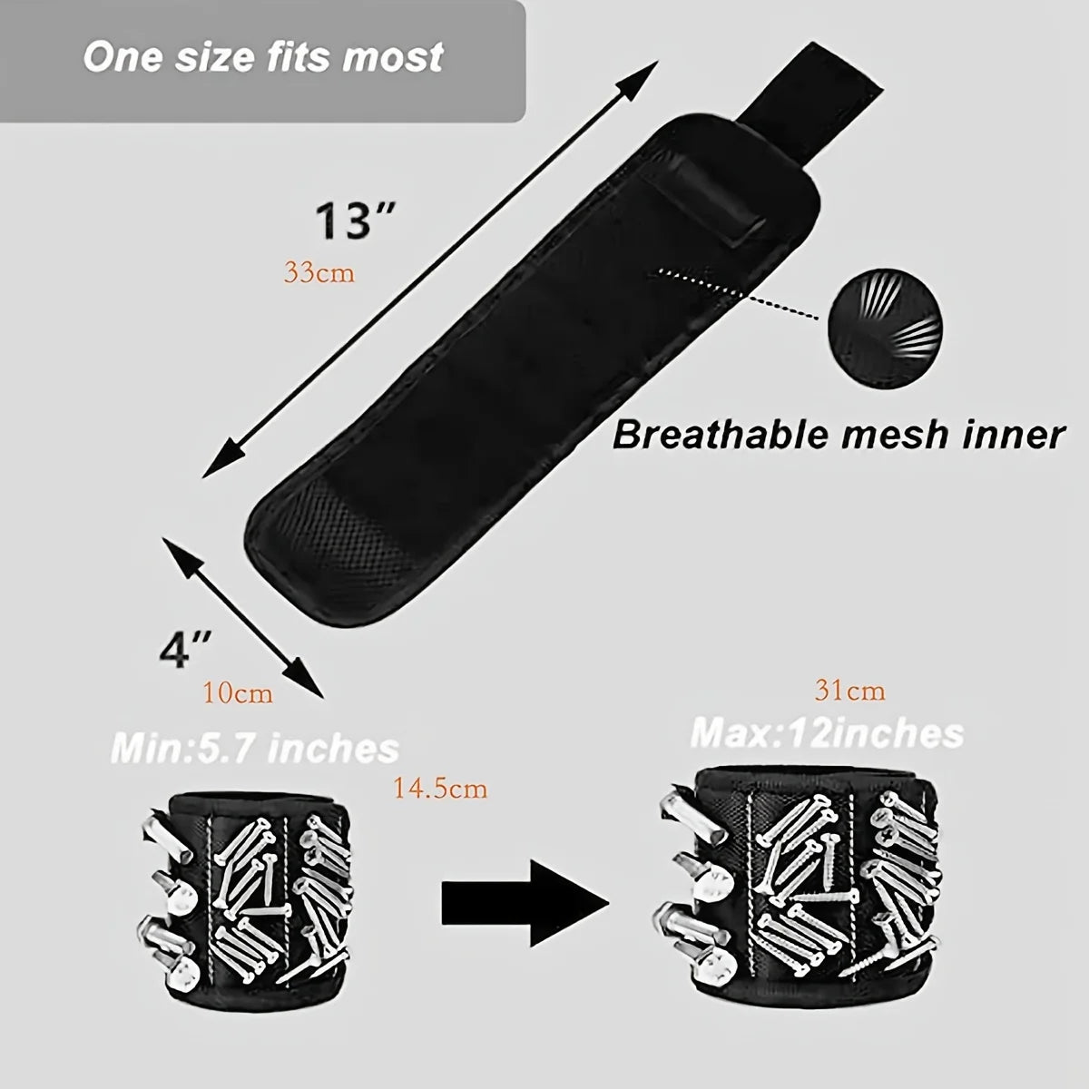 Magnetic Wristband Tool Holder – Strong Magnet Wrist Strap for Screws, Nails & Bits