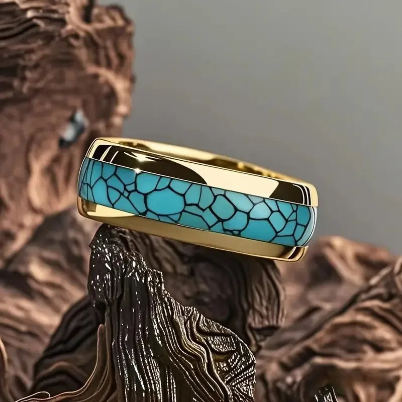 Anillo de acero inoxidable ciberpunk de 8 mm | Joyería gótica punk rockera para hombres y mujeres