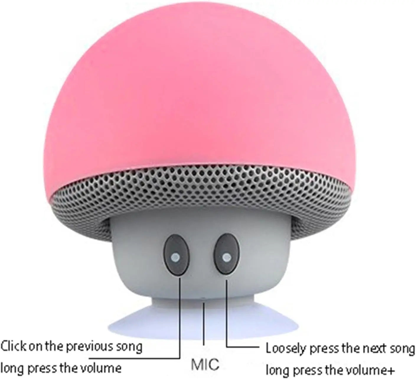 Mushroom Bluetooth Speaker – Wireless, Waterproof & Portable with Suction Cup