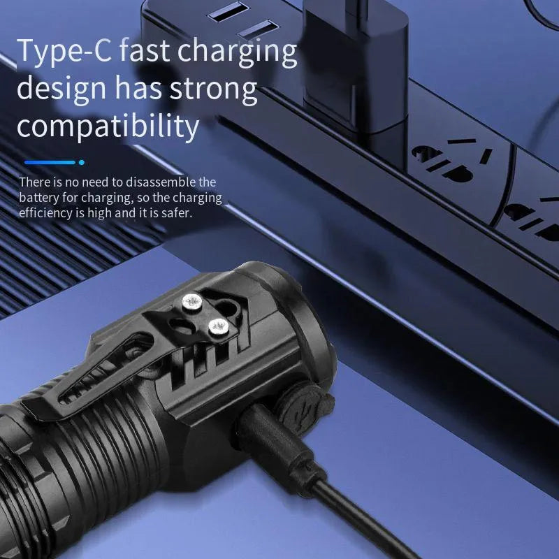 Mini Tactical LED Flashlight – 3-Core 450 Lumen, Rechargeable, 200m Range, Pen Clip