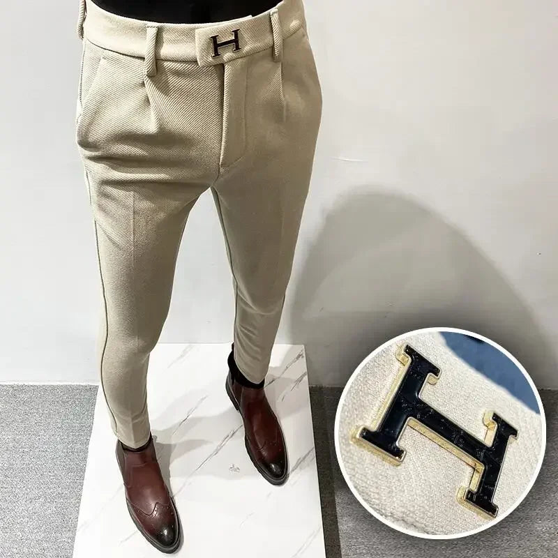 Men's Thickened Woolen Suit Pants - Slim Fit (28-36)