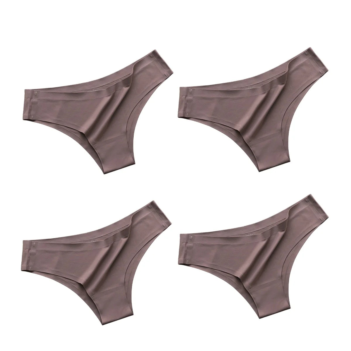 Women's 4-Pack Seamless Ice Silk Brazilian Panties | Low-Rise Bikini Briefs M-XL