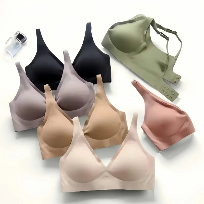 Women's Push-Up Seamless Bra — Wire-Free, Deep V, Removable Pads, S–3XL