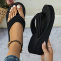 Women's Wedge Clip-Toe Flip Flops – Lightweight Platform Beach Slides with Thick Non-Slip Sole