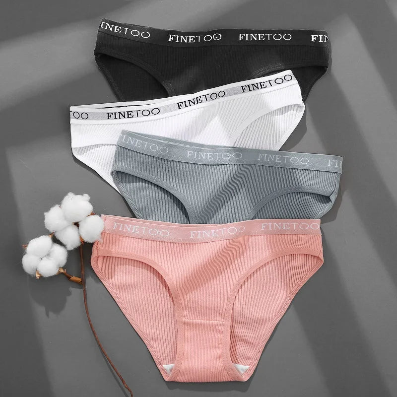 Women's 4-Pack Cotton Striped Briefs | Low-Rise Breathable Underwear M-XXL