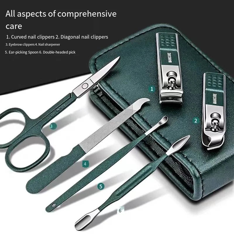 6-Piece Stainless Steel Nail Clipper Set – Men & Women Manicure Kit