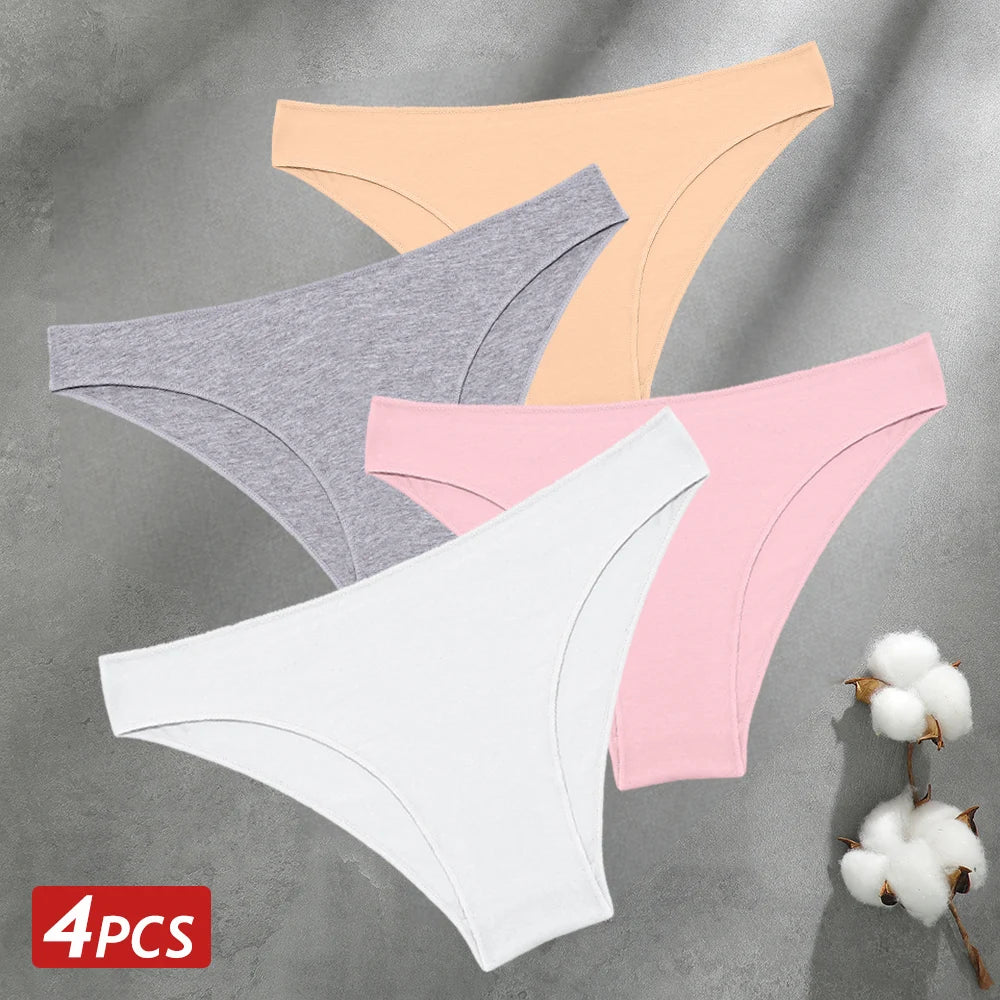 Women's 4-Pack Seamless Cotton Briefs | Low-Rise Breathable Stretch Underwear M-XXL