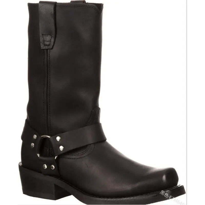 Men's Western Cowboy Boots – 4.5CM Height Boost, Square Toe Slip-On