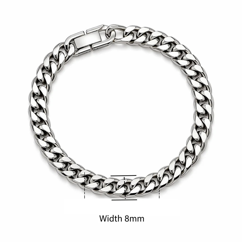 Stainless Steel Cuban Chain Bracelet – 3 to 10mm Widths | Men & Women