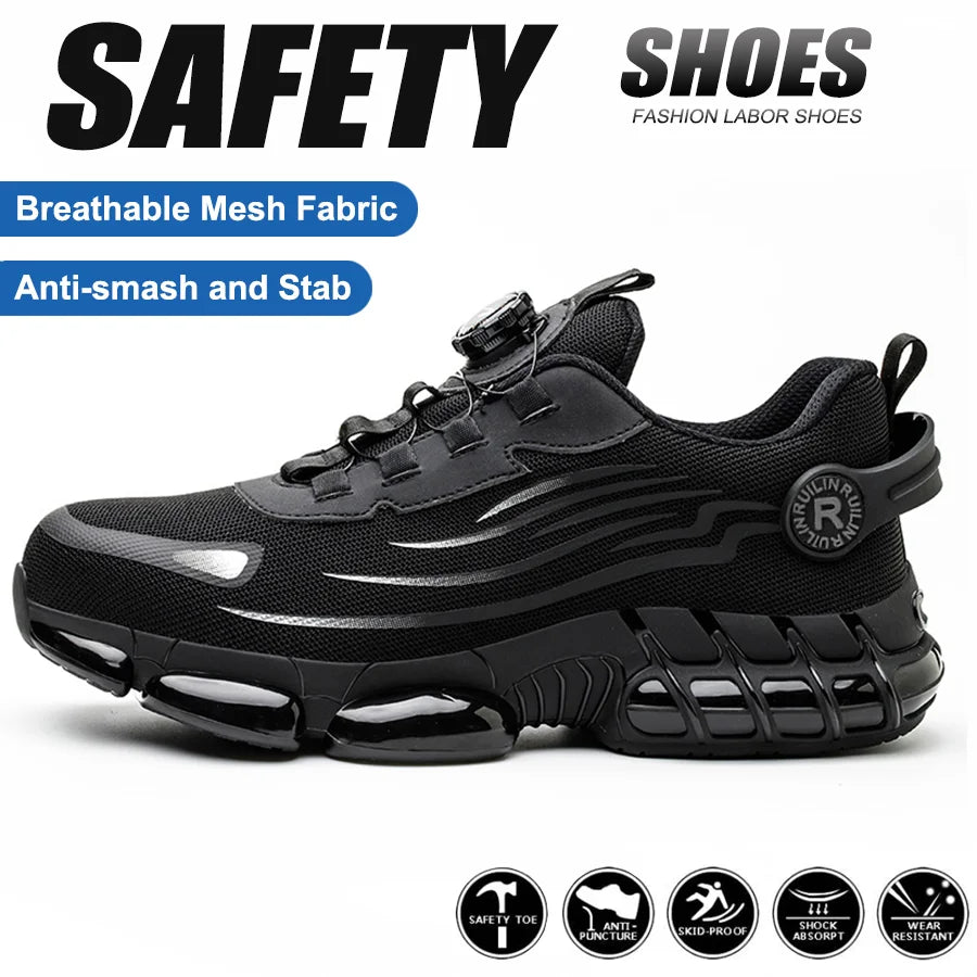 Unisex Steel Toe Safety Sneaker – Anti-Puncture Work Shoe with Air Cushion Sole