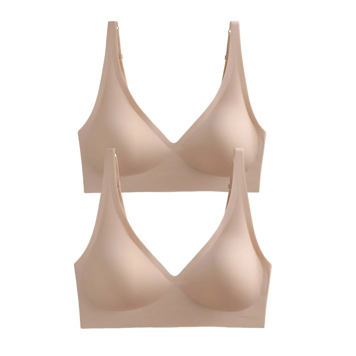 2-Pack Seamless Wireless Bras for Women | Deep V Push-Up Bralette | Soft Padded Convertible Straps S-2XL
