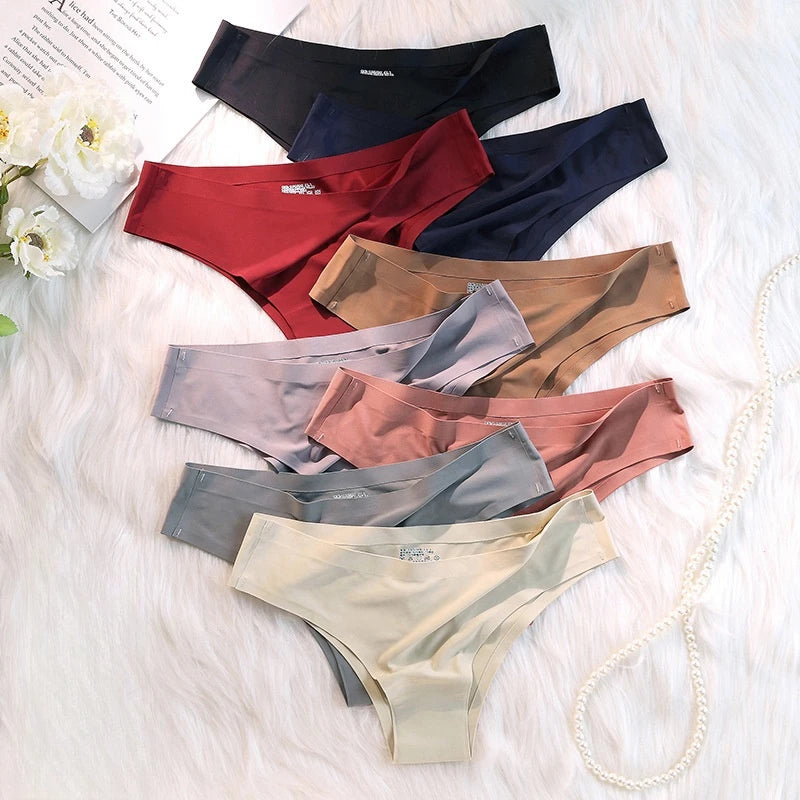 Women's 4-Pack Seamless Ice Silk Brazilian Panties | Low-Rise Bikini Briefs M-XL