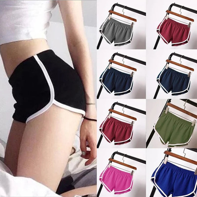 Women's Candy Color Athletic Shorts | High-Waist Elastic Casual Beach Shorts S-XXL