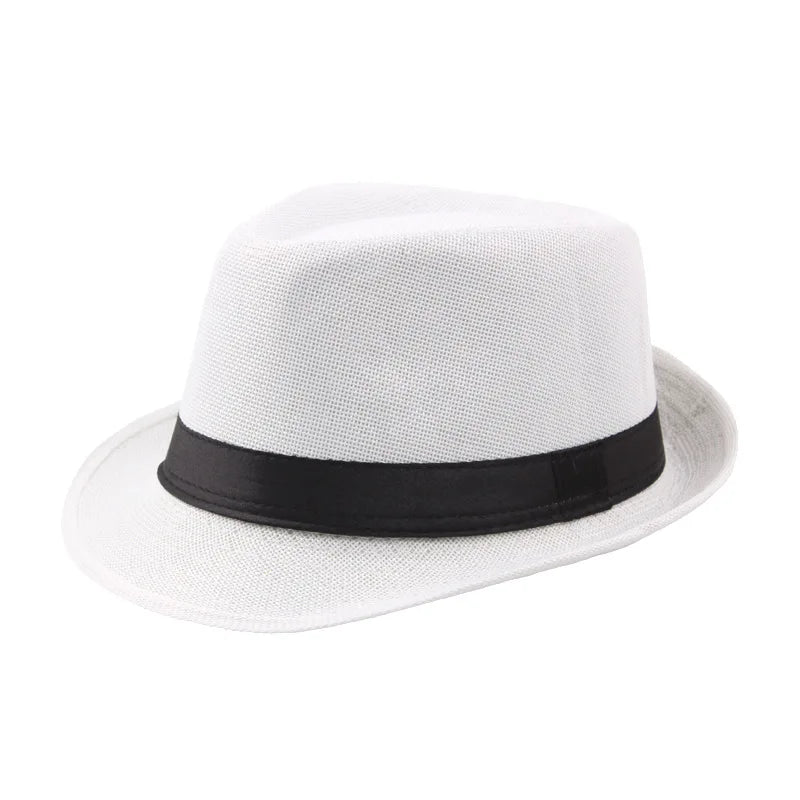 Sombrero de paja de ala ancha de moda para hombre, color sólido de verano, Fedoras Jazz Sun Cap, gorras de Panamá informales para exteriores, estilo vaquero
