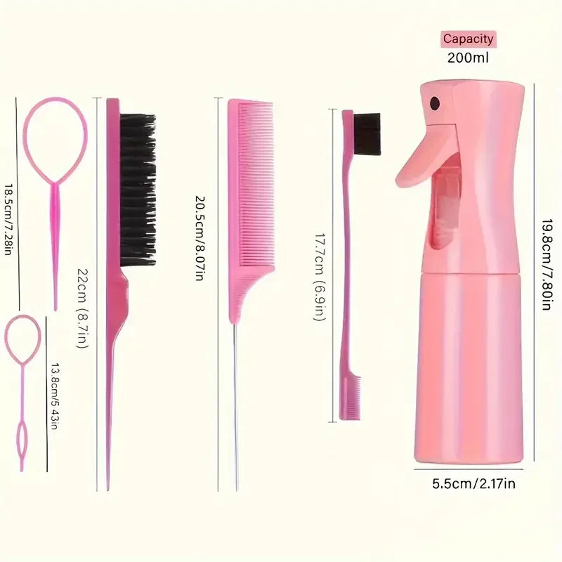 6-Piece Hair Brush & Styling Set – Braiding, Teasing, Edge Control & More