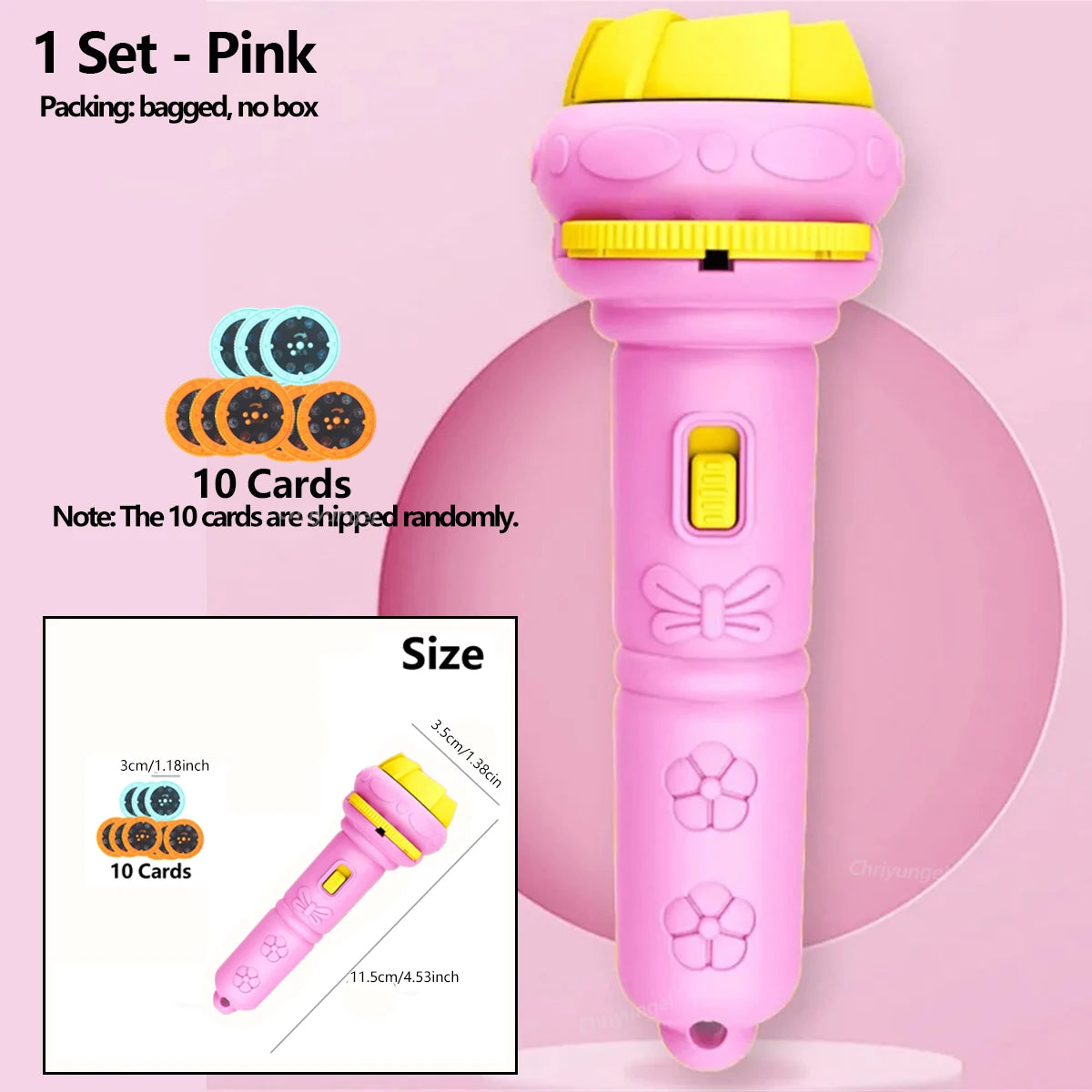 Kids Projector Flashlight – 10 Slide Cards, 80 Images, Bedtime Storytelling Toy