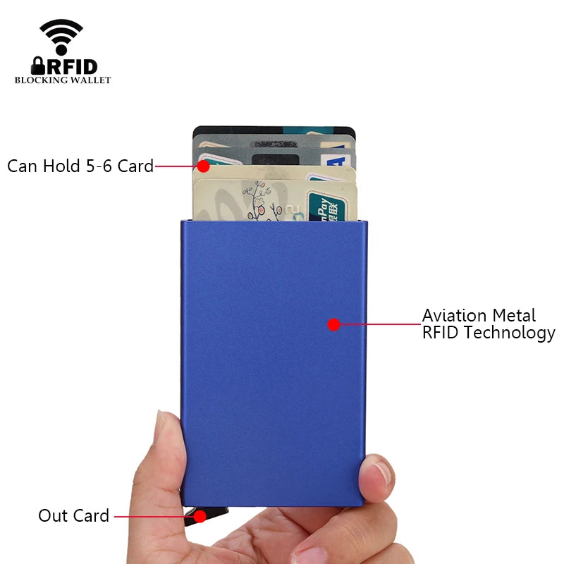 RFID Metal Pop-Up Wallet – Slim Minimalist Card Holder for Men & Women