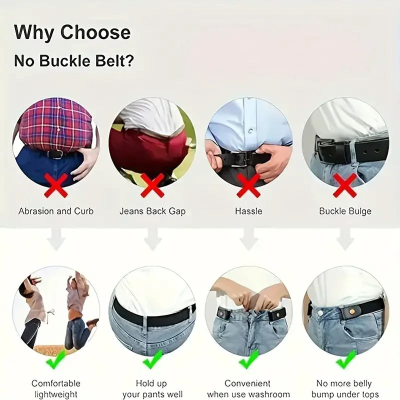 Traceless Invisible Elastic Belt – No-Show Waistband for Jeans & Pants | Unisex