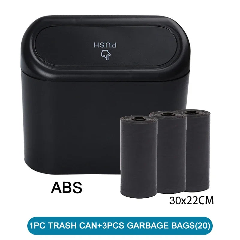Car Trash Can with Lid – Mini Leak-Proof Bin with Garbage Bags