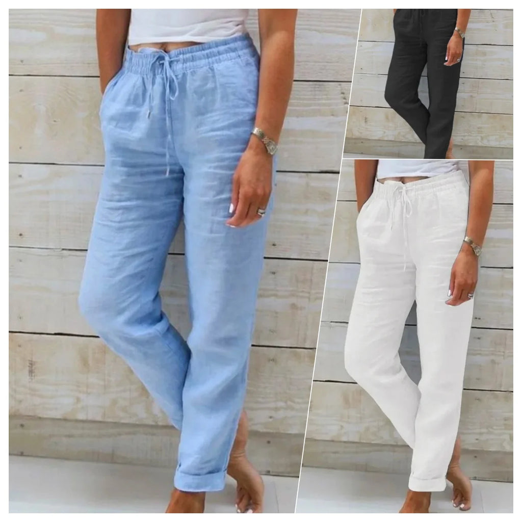 Women's Cotton Linen Casual Pencil Pants
