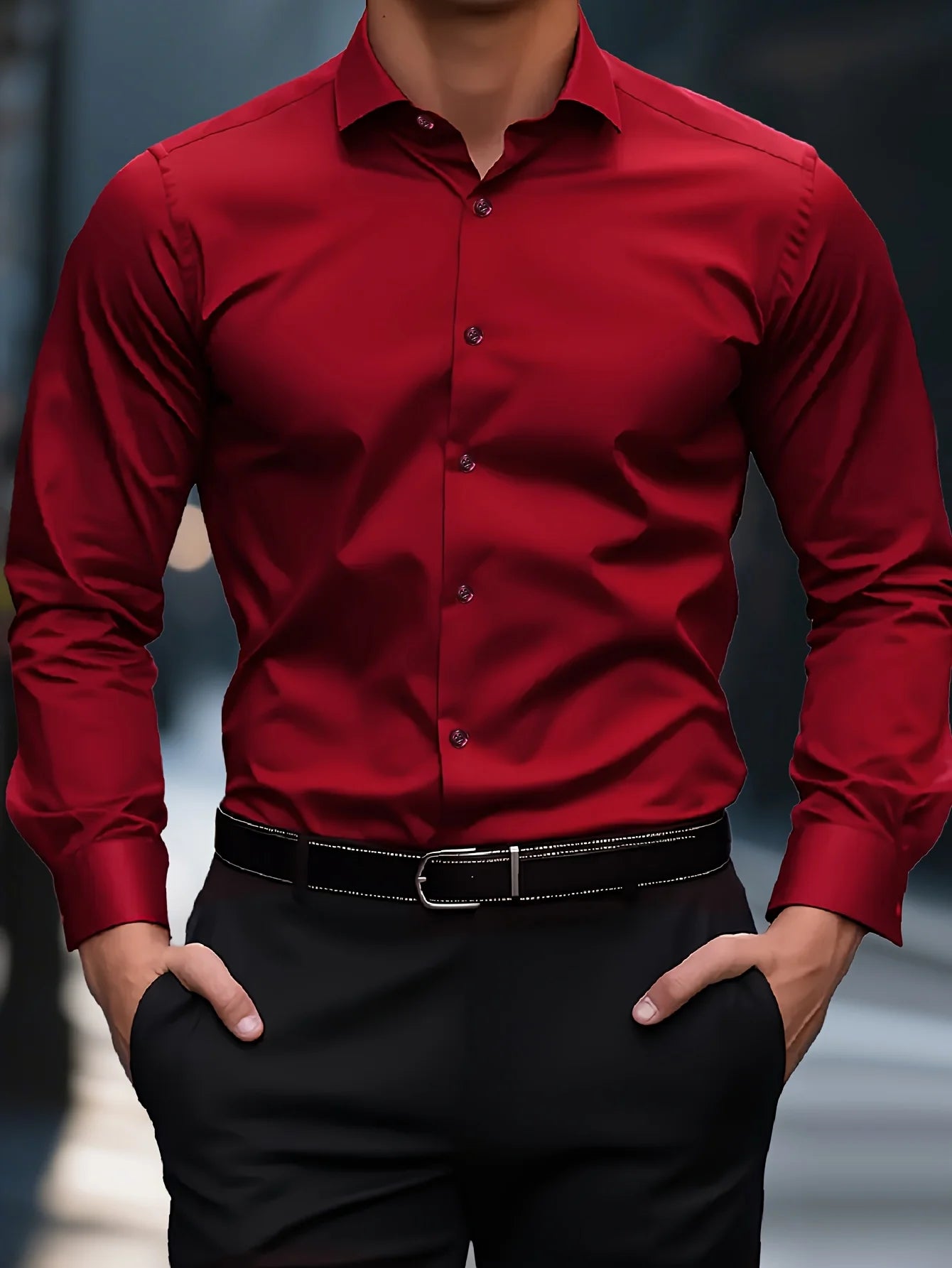 Men's Solid Color Long Sleeve Shirt