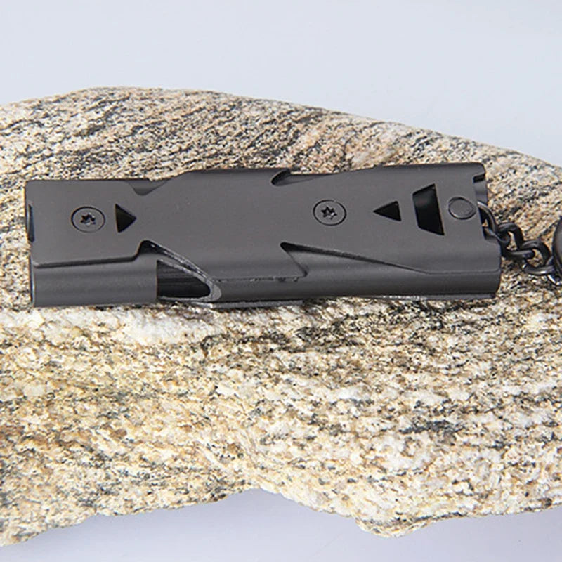 120dB Double Tube Emergency Survival Whistle – Aluminum Alloy, Waterproof | EDC SOS