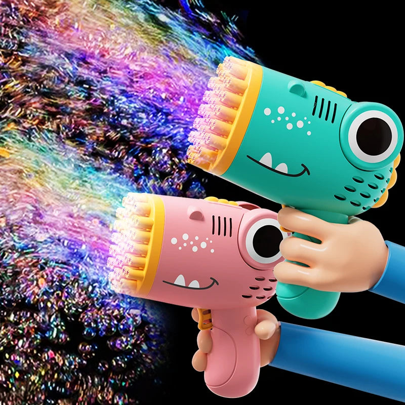 Dinosaur Bubble Gun – 40-Hole Electric Bubble Machine for Kids, Parties & Outdoors