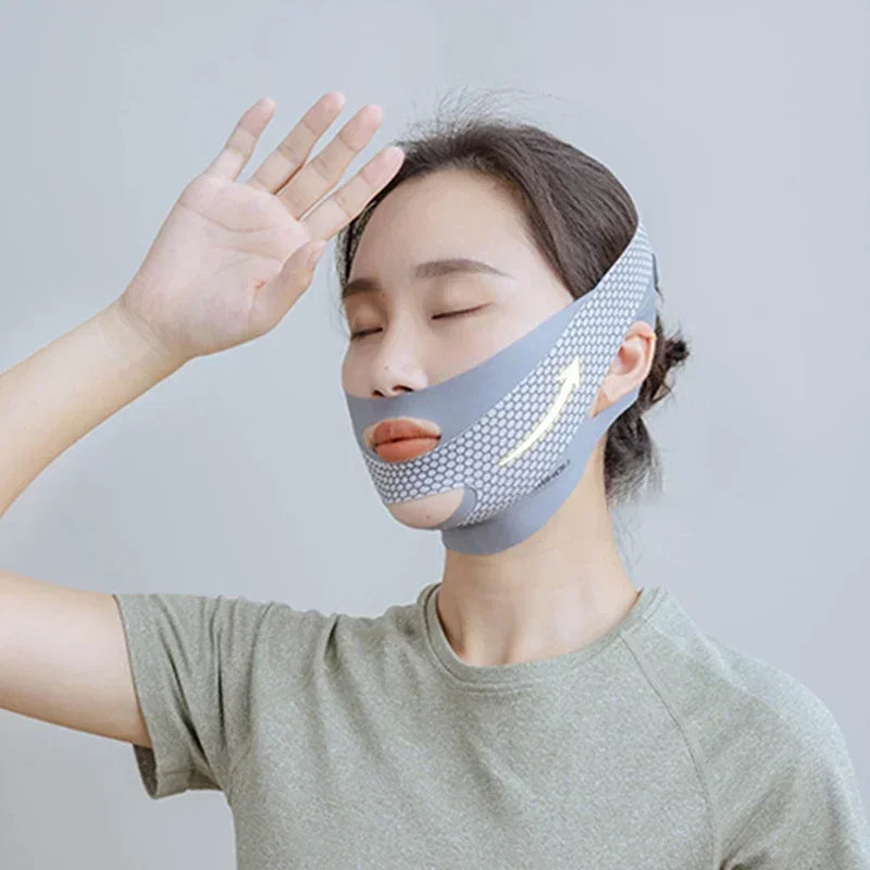 Estiramiento Facial con Venda Moldeadora V para Dormir Reductor de Papada Adelgazamiento Facial Lifting de Relajación Banda de Masaje para Adelgazar la Cara