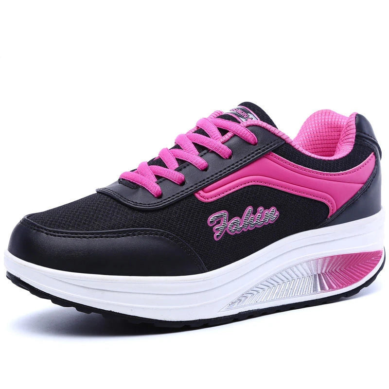 Women's Breathable Mesh Lace-Up Sneakers – Lightweight Cushioned Walking Shoes