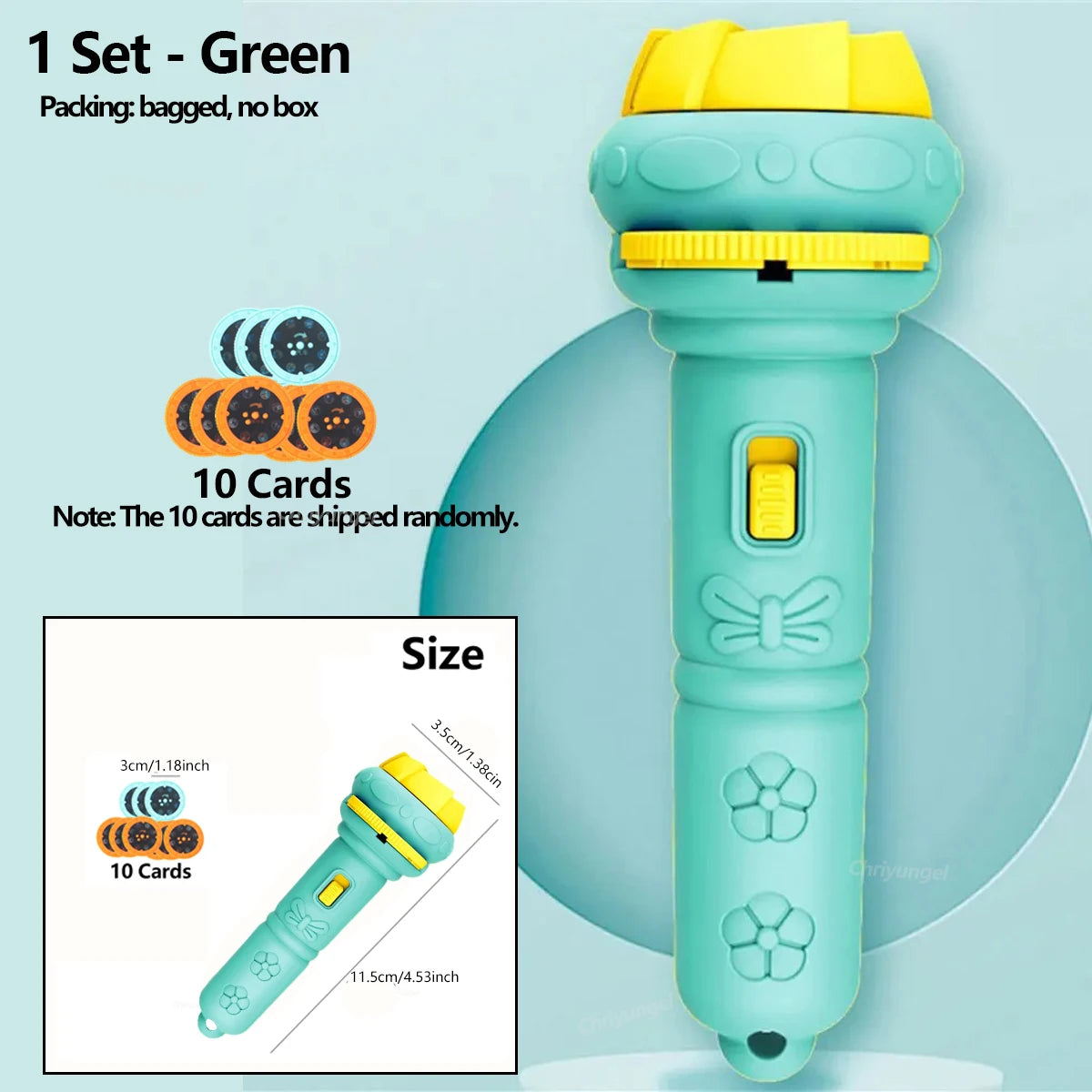 Kids Projector Flashlight – 10 Slide Cards, 80 Images, Bedtime Storytelling Toy