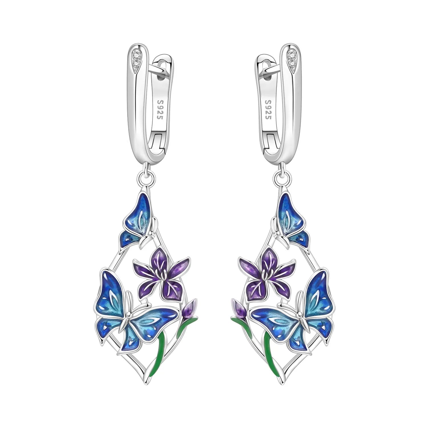 925 Sterling Silver Zircon Butterfly Drop Earrings – Women's Fine Jewelry