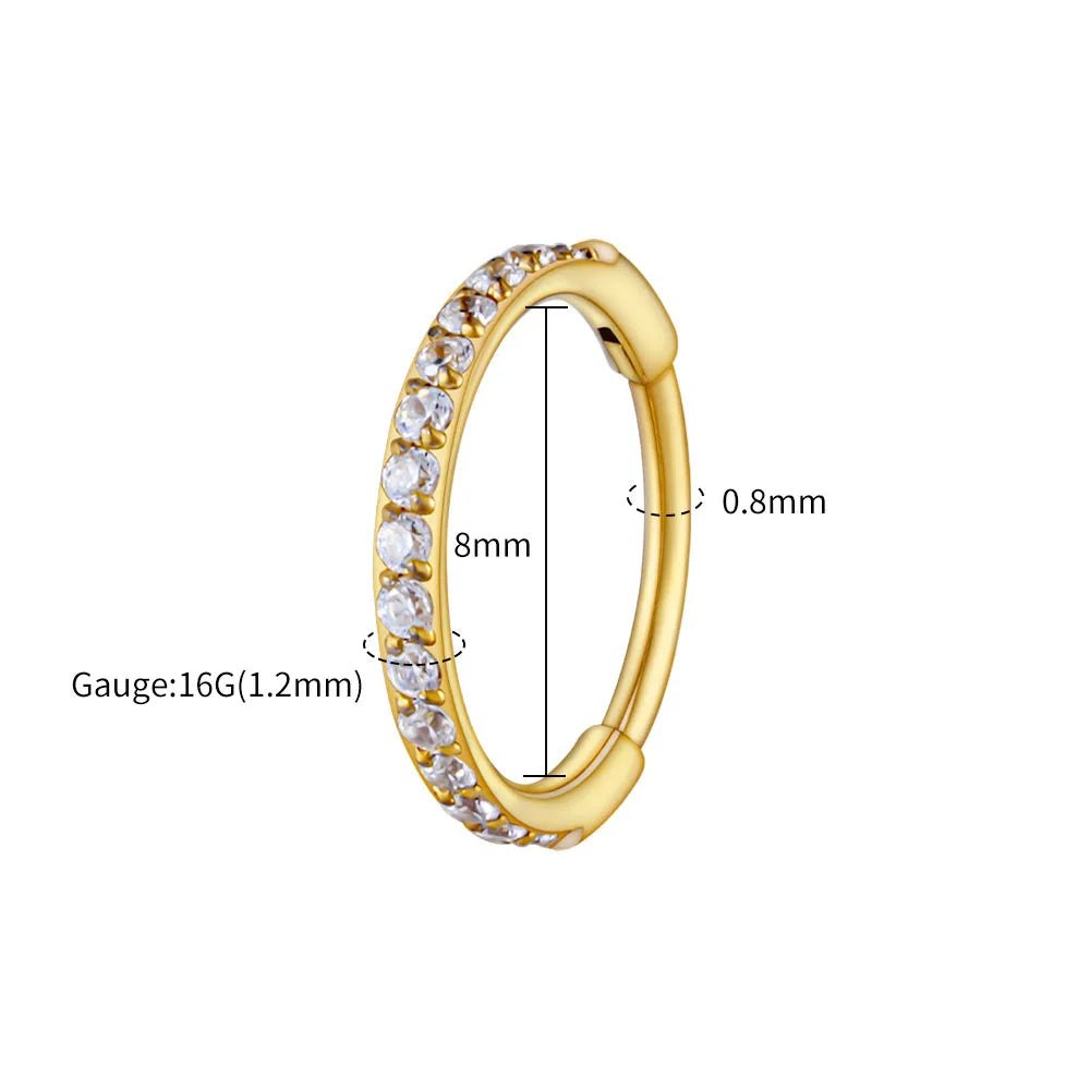 ASTM F136 Titanium Huggie Hoop Earring – 16G CZ Cartilage & Helix Piercing