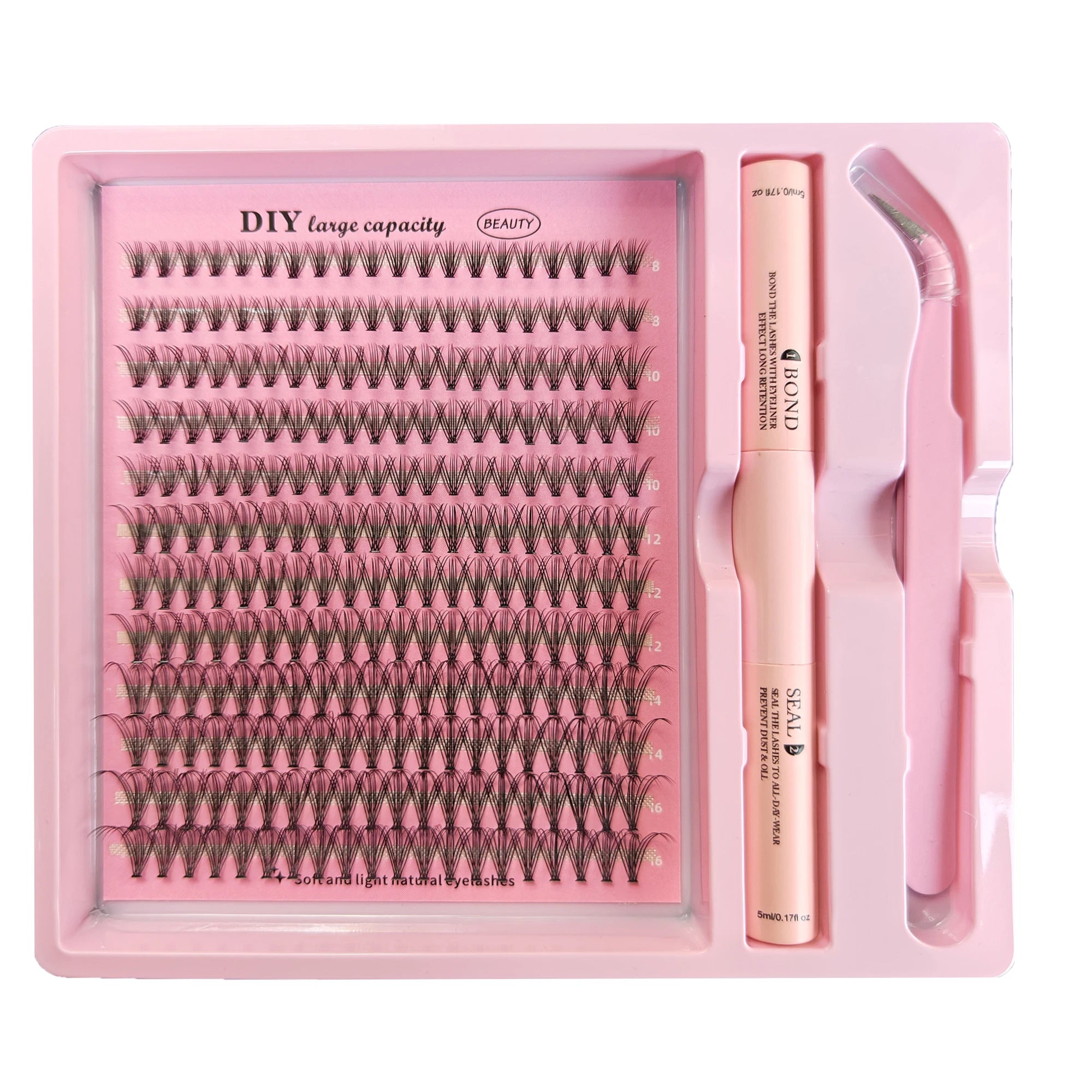 DIY Cluster Lash Kit – Individual Eyelash Extensions with Bond, Seal & Tweezers