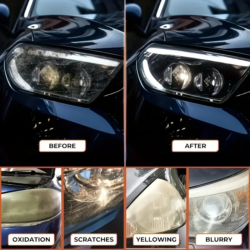 Car Headlight Restoration & Polishing Kit – Removes Scratches, Oxidation & Yellowing