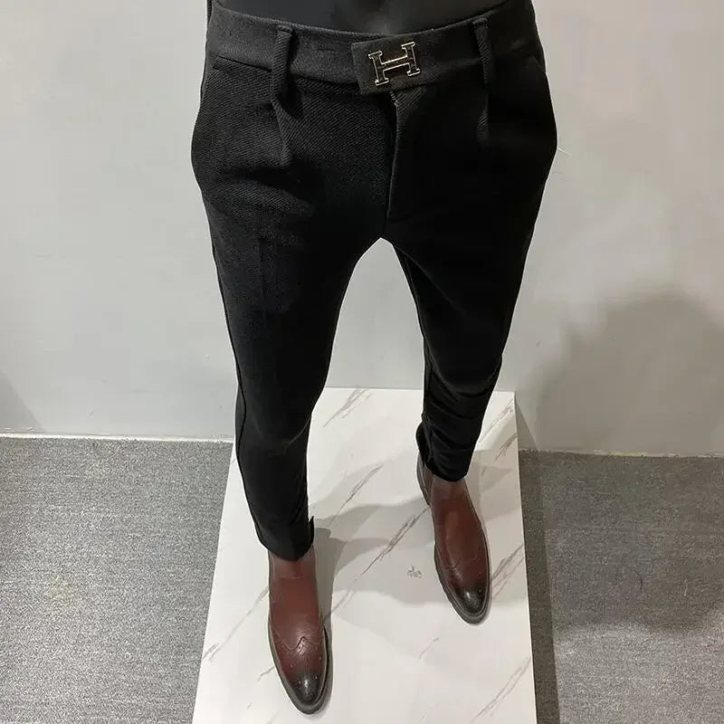 Men's Thickened Woolen Suit Pants - Slim Fit (28-36)