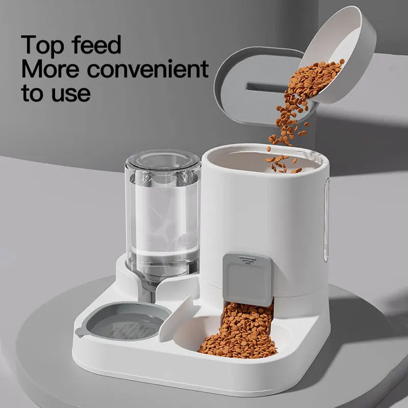 Automatic Gravity-Fed Cat Water Dispenser & Feeder – Spill-Proof, Large Capacity
