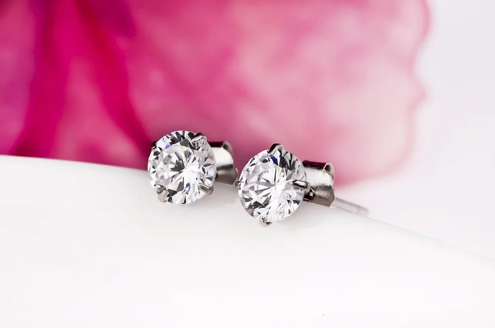 925 Sterling Silver Cubic Zirconia Stud Earrings – Crystal Zircon