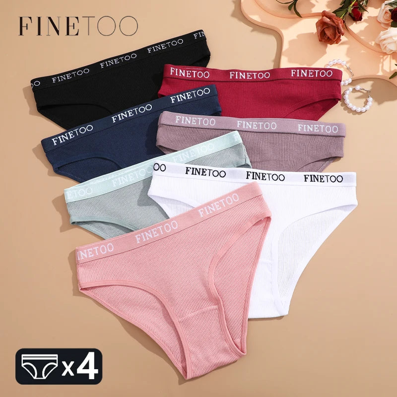 Women's 4-Pack Cotton Striped Briefs | Low-Rise Breathable Underwear M-XXL
