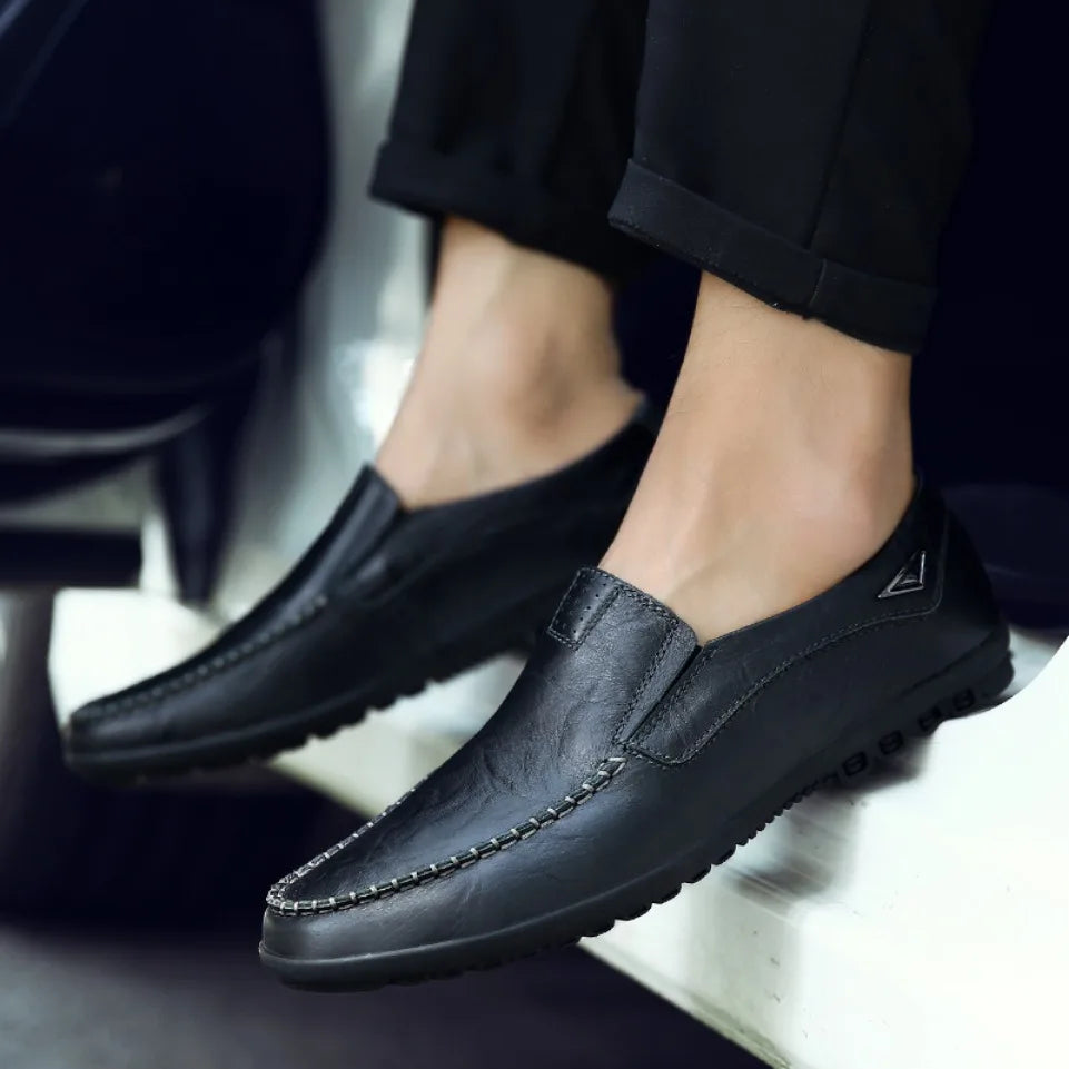 Men's Genuine Leather Loafers | Slip-On Moccasin Driving Shoes