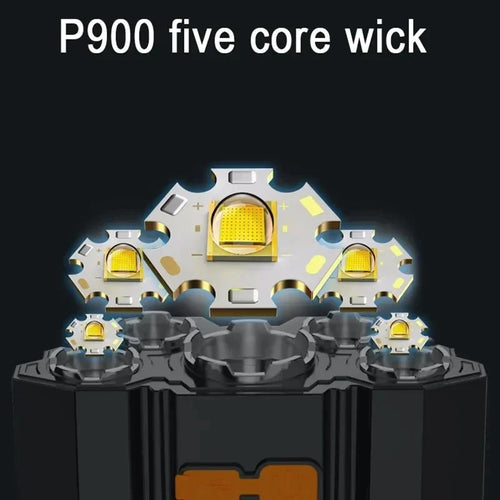 Linterna frontal LED recargable de 5 luces con batería de litio integrada, faro potente para camping, aventura, pesca, ciclismo